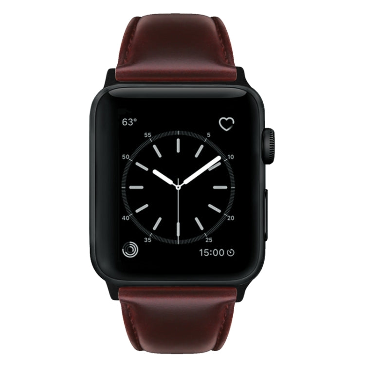 For Apple Watch Ultra 49mm Oil Wax Genuine Leather Watch Band(Red Brown) - Watch Bands by PMC TechLife | Online Shopping South Africa | PMC TechLife | Buy Now Pay Later Mobicred