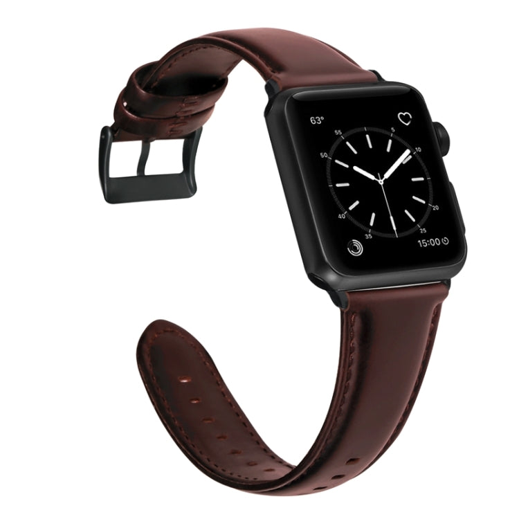 For Apple Watch Ultra 49mm Oil Wax Genuine Leather Watch Band(Red Brown) - Watch Bands by PMC TechLife | Online Shopping South Africa | PMC TechLife | Buy Now Pay Later Mobicred