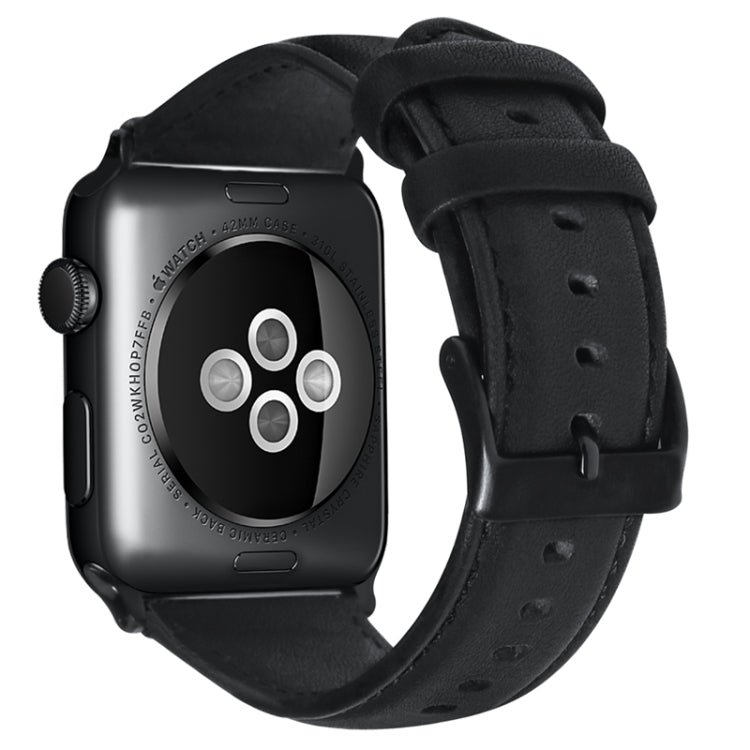 For Apple Watch Series 4 40mm Oil Wax Genuine Leather Watch Band(Black) - Watch Bands by PMC TechLife | Online Shopping South Africa | PMC TechLife | Buy Now Pay Later Mobicred