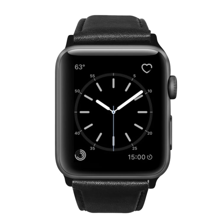 For Apple Watch Series 4 40mm Oil Wax Genuine Leather Watch Band(Black) - Watch Bands by PMC TechLife | Online Shopping South Africa | PMC TechLife | Buy Now Pay Later Mobicred
