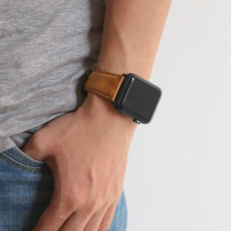 For Apple Watch Ultra 49mm Oil Wax Genuine Leather Watch Band(Red Brown) - Watch Bands by PMC TechLife | Online Shopping South Africa | PMC TechLife | Buy Now Pay Later Mobicred