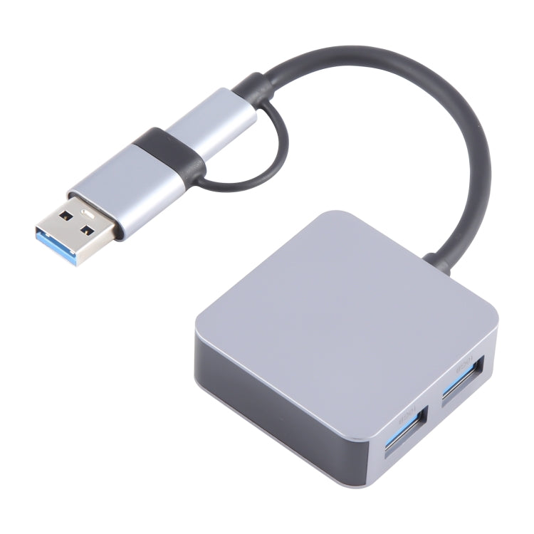 BYL-2320A 4 in 2 USB + USB-C / Type-C to USB + USB-C / Type-C 4 Port HUB Adapter(Grey) - USB 3.0 HUB by PMC Jewellery | Online Shopping South Africa | PMC Jewellery | Buy Now Pay Later Mobicred