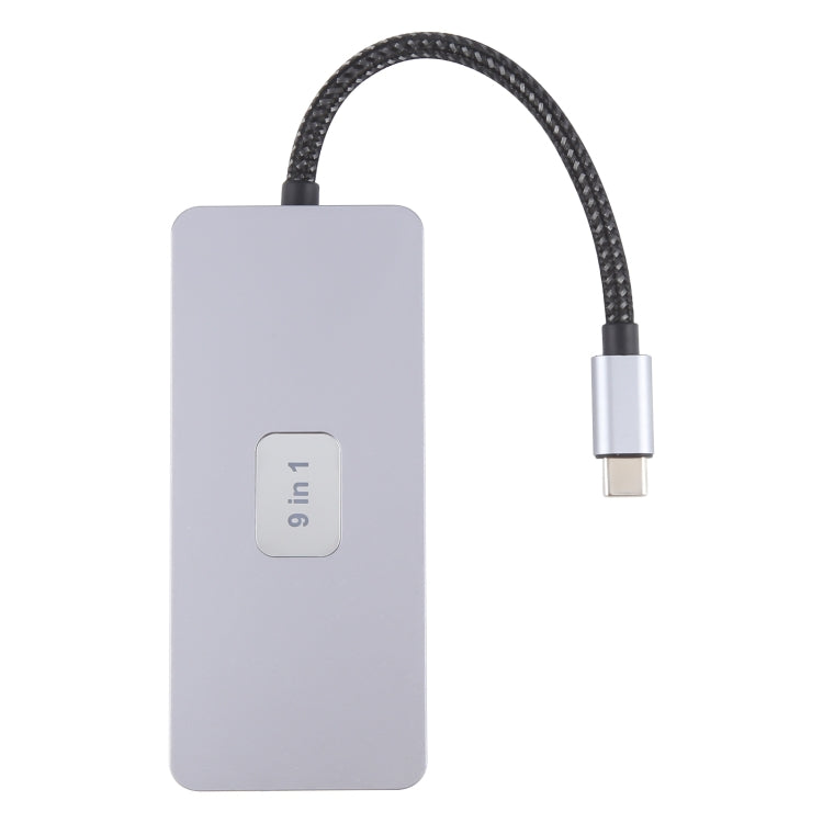 BYL-2318 9 in 1 USB-C / Type-C to USB3.0+Type-C+1000M Ethernet+HDTV+SD / TF Dual Card Slot Docking Station(Grey) - USB HUB by PMC Jewellery | Online Shopping South Africa | PMC Jewellery | Buy Now Pay Later Mobicred