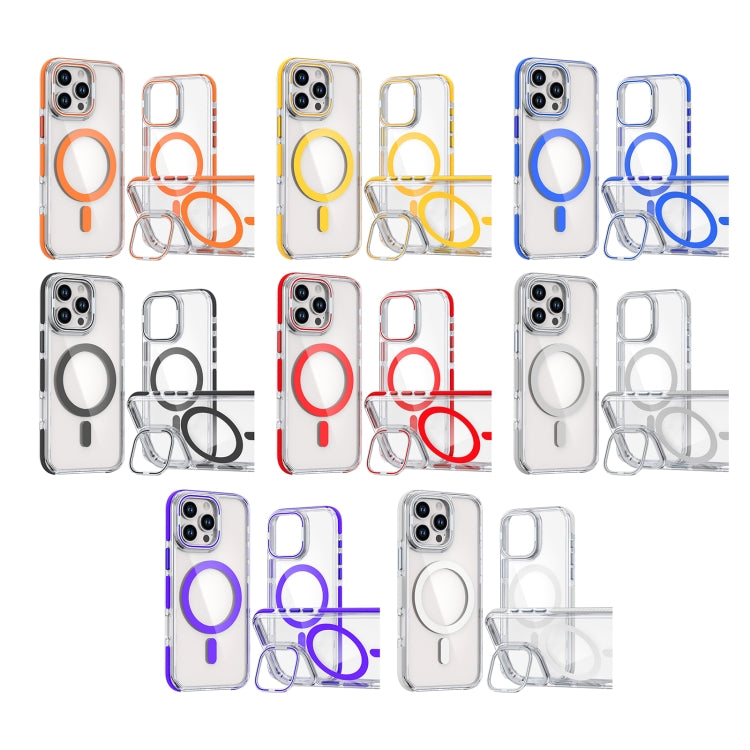 For iPhone 16 Pro Dual-Color Clear Acrylic Hybrid TPU Lens Flip Holder MagSafe Phone Case(Blue) - iPhone 16 Pro Cases by PMC TechLife | Online Shopping South Africa | PMC TechLife | Buy Now Pay Later Mobicred