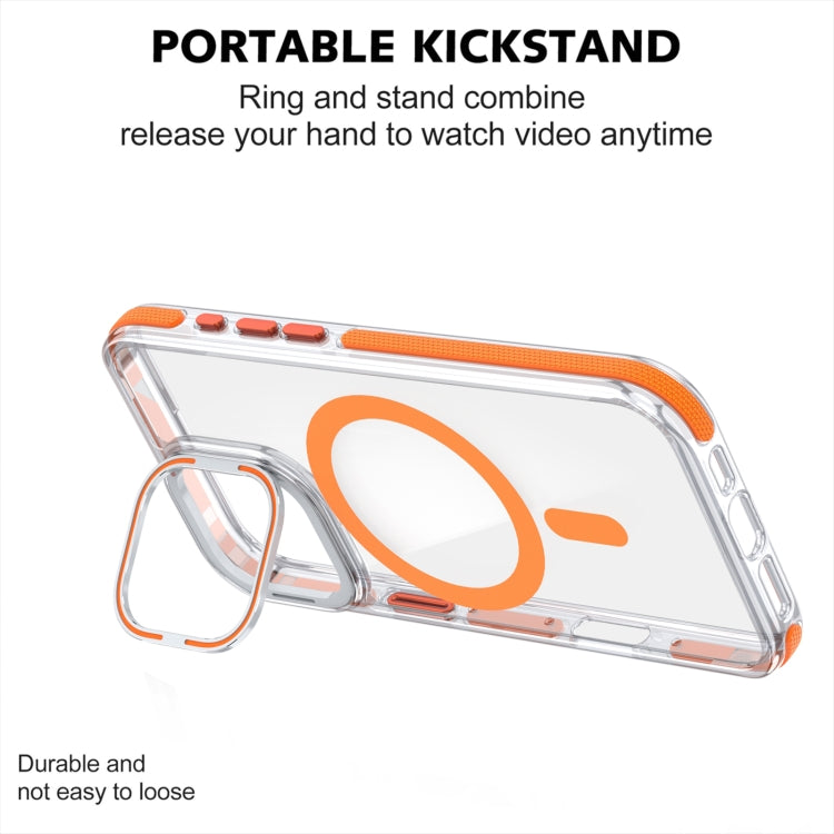 For iPhone 16 Pro Dual-Color Clear Acrylic Hybrid TPU Lens Flip Holder MagSafe Phone Case(Blue) - iPhone 16 Pro Cases by PMC TechLife | Online Shopping South Africa | PMC TechLife | Buy Now Pay Later Mobicred
