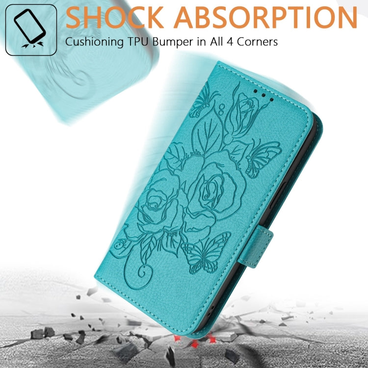 For Motorola Moto G Stylus 5G 2024 Embossed Rose RFID Anti-theft Leather Phone Case(Light Blue) - Motorola Cases by PMC Jewellery | Online Shopping South Africa | PMC Jewellery | Buy Now Pay Later Mobicred