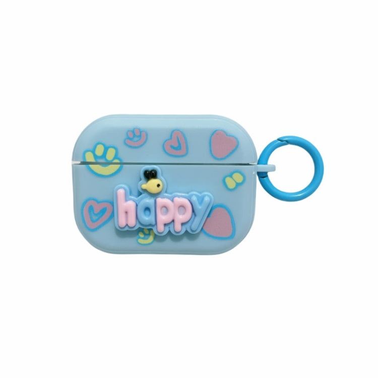 For AirPods Pro 2 Fresh 3D Text Skin Feel Earbuds Box PC Case(Blue) - For AirPods Pro 2 by PMC Jewellery | Online Shopping South Africa | PMC Jewellery | Buy Now Pay Later Mobicred