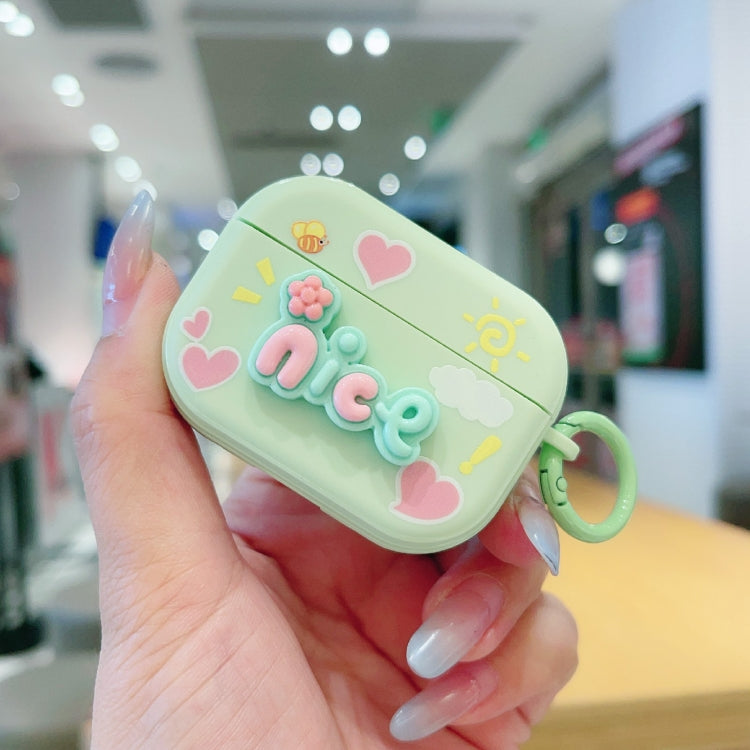For AirPods Pro Fresh 3D Text Skin Feel Earbuds Box PC Case(Green) - For AirPods Pro by PMC Jewellery | Online Shopping South Africa | PMC Jewellery | Buy Now Pay Later Mobicred