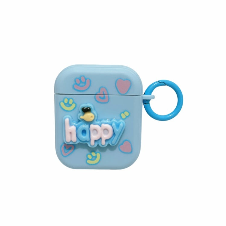 For AirPods 2 / 1 Fresh 3D Text Skin Feel Earbuds Box PC Case(Blue) - free shipping - PMC Jewellery - Order now!