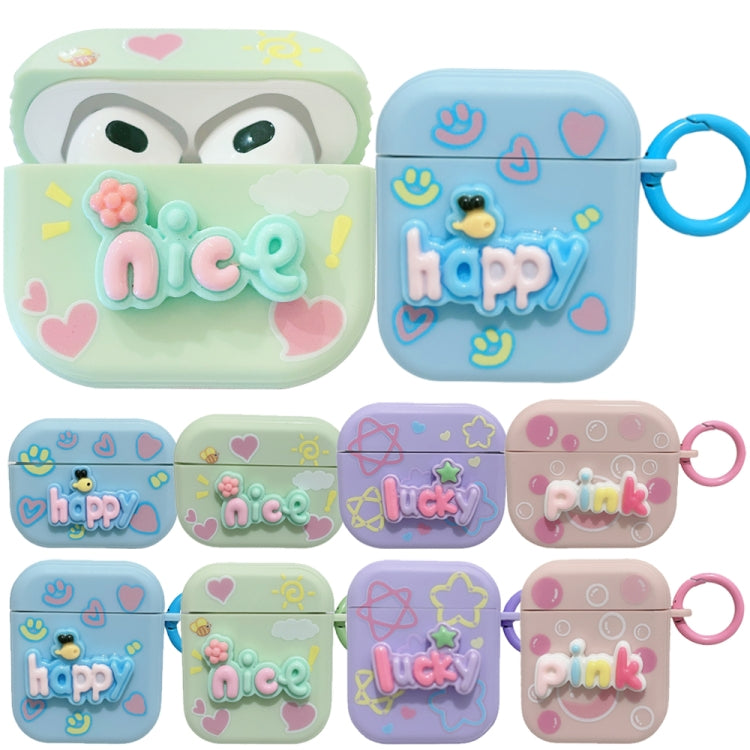 For AirPods Pro 2 Fresh 3D Text Skin Feel Earbuds Box PC Case(Green) - For AirPods Pro 2 by PMC Jewellery | Online Shopping South Africa | PMC Jewellery | Buy Now Pay Later Mobicred