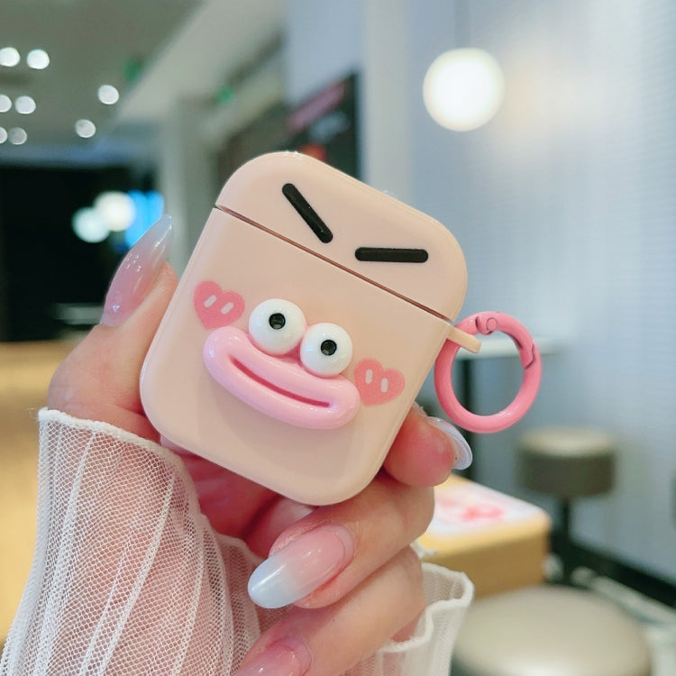 For AirPods 2 / 1 Fresh 3D Emoticon Pattern Skin Feel Earbuds Box PC Case(Pink) - For AirPods 1/2 by PMC Jewellery | Online Shopping South Africa | PMC Jewellery | Buy Now Pay Later Mobicred