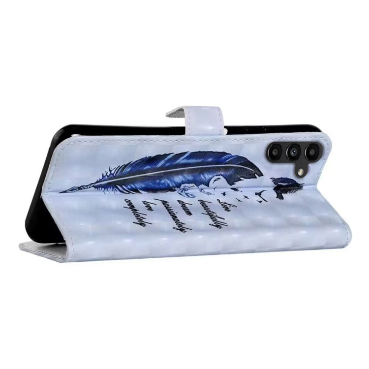 For Samsung Galaxy S25 5G Oil Embossed 3D Drawing Leather Phone Case(Blue Feather) - free shipping - PMC TechLife - Order now!