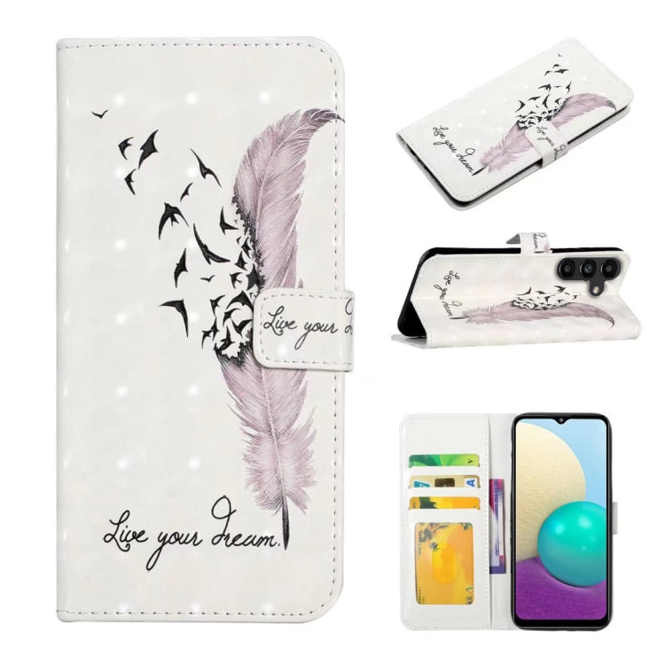 For Samsung Galaxy S25+ 5G Oil Embossed 3D Drawing Leather Phone Case(Feather) - Galaxy S25+ 5G Cases by PMC TechLife | Online Shopping South Africa | PMC TechLife | Buy Now Pay Later Mobicred