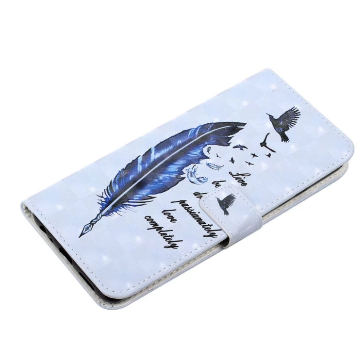 For Samsung Galaxy S25+ 5G Oil Embossed 3D Drawing Leather Phone Case(Blue Feather) - Galaxy S25+ 5G Cases by PMC TechLife | Online Shopping South Africa | PMC TechLife | Buy Now Pay Later Mobicred