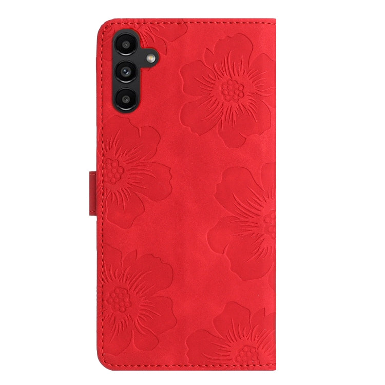 For Samsung Galaxy S25 5G Flower Embossing Pattern Leather Phone Case(Red) - Galaxy S25 5G Cases by PMC Jewellery | Online Shopping South Africa | PMC Jewellery | Buy Now Pay Later Mobicred