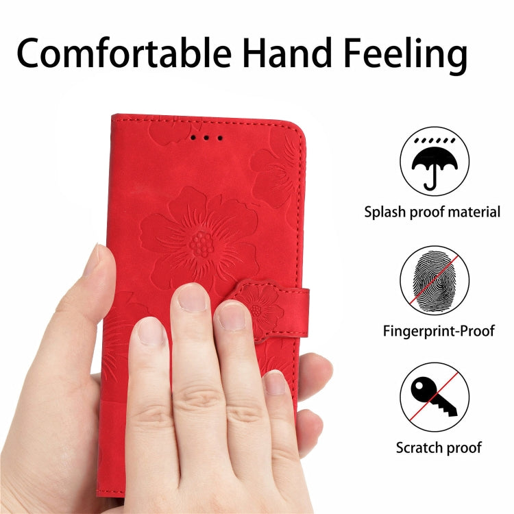 For Samsung Galaxy S25 5G Flower Embossing Pattern Leather Phone Case(Red) - Galaxy S25 5G Cases by PMC Jewellery | Online Shopping South Africa | PMC Jewellery | Buy Now Pay Later Mobicred