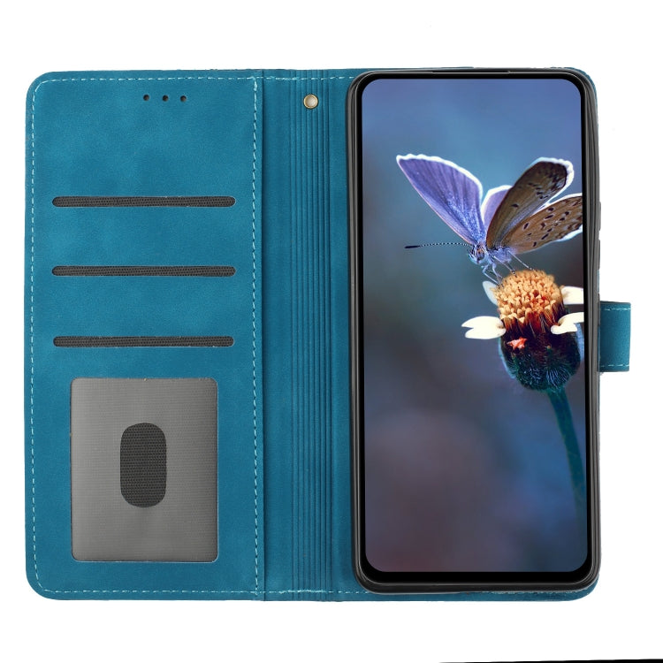 For Samsung Galaxy S25+ 5G Flower Embossing Pattern Leather Phone Case(Blue) - Galaxy S25+ 5G Cases by PMC Jewellery | Online Shopping South Africa | PMC Jewellery | Buy Now Pay Later Mobicred