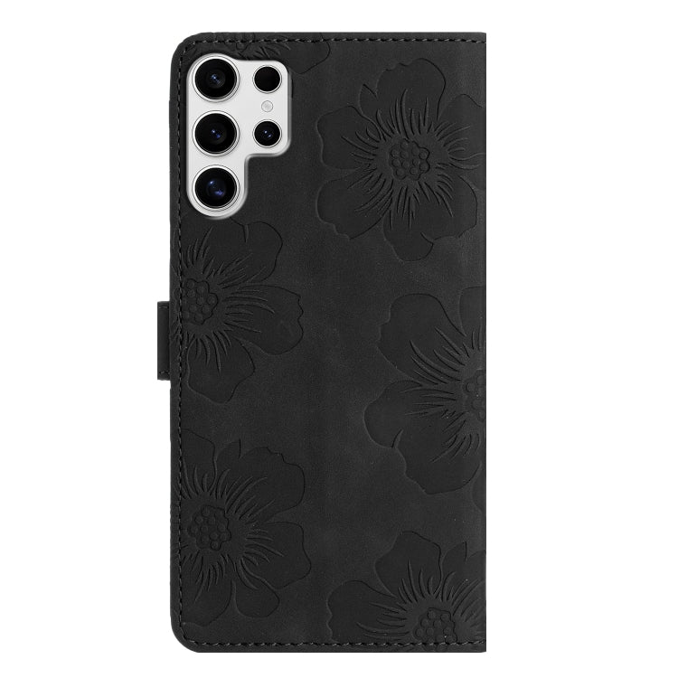 For Samsung Galaxy S25 Ultra 5G Flower Embossing Pattern Leather Phone Case(Black) - Galaxy S25 Ultra 5G Cases by PMC Jewellery | Online Shopping South Africa | PMC Jewellery | Buy Now Pay Later Mobicred