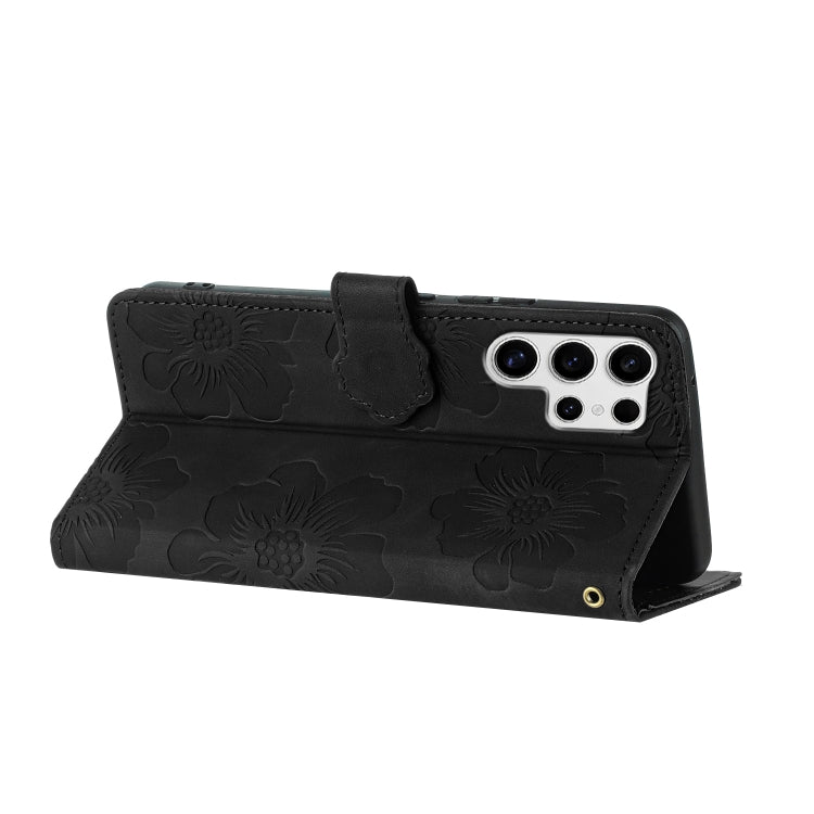 For Samsung Galaxy S25 Ultra 5G Flower Embossing Pattern Leather Phone Case(Black) - Galaxy S25 Ultra 5G Cases by PMC Jewellery | Online Shopping South Africa | PMC Jewellery | Buy Now Pay Later Mobicred