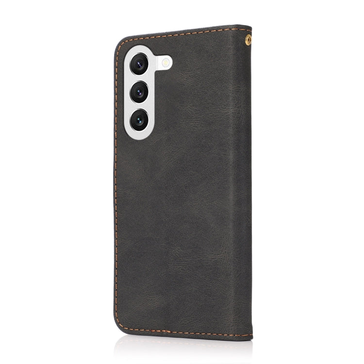 For Samsung Galaxy S25+ 5G Dual-color Stitching Leather Phone Case(Black Brown) - Galaxy S25+ 5G Cases by PMC Jewellery | Online Shopping South Africa | PMC Jewellery | Buy Now Pay Later Mobicred
