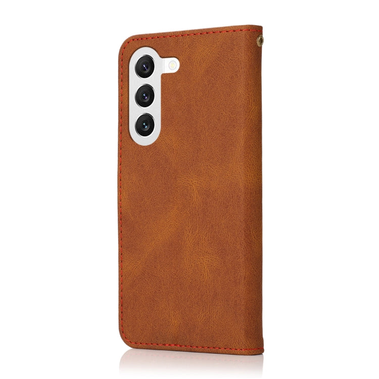 For Samsung Galaxy S25+ 5G Dual-color Stitching Leather Phone Case(Brown Red) - Galaxy S25+ 5G Cases by PMC Jewellery | Online Shopping South Africa | PMC Jewellery | Buy Now Pay Later Mobicred
