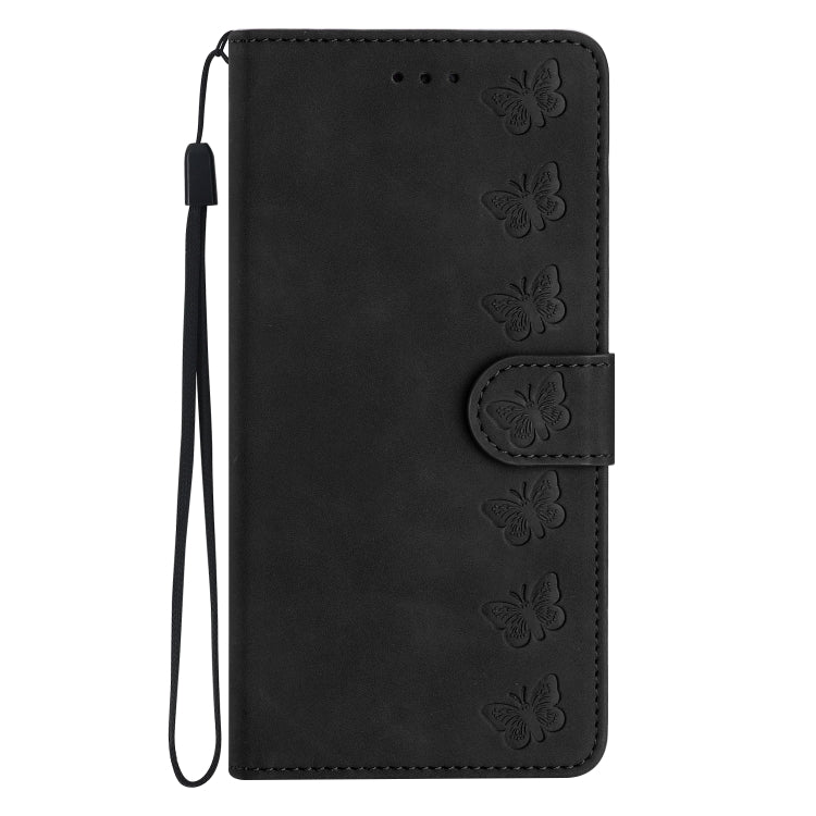 For Samsung Galaxy S25 5G Seven Butterflies Embossed Leather Phone Case(Black) - Galaxy S25 5G Cases by PMC Jewellery | Online Shopping South Africa | PMC Jewellery | Buy Now Pay Later Mobicred