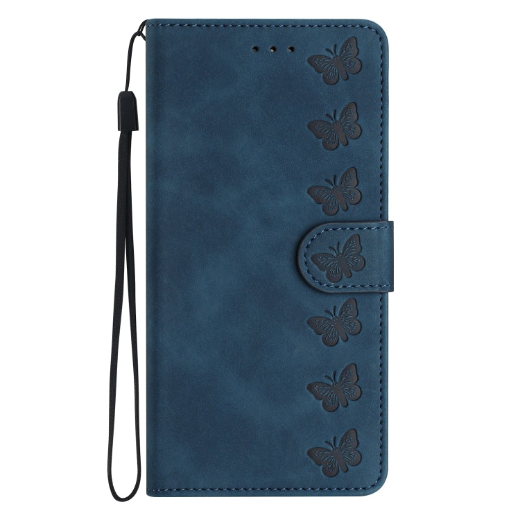 For Samsung Galaxy S25 5G Seven Butterflies Embossed Leather Phone Case(Blue) - Galaxy S25 5G Cases by PMC Jewellery | Online Shopping South Africa | PMC Jewellery | Buy Now Pay Later Mobicred