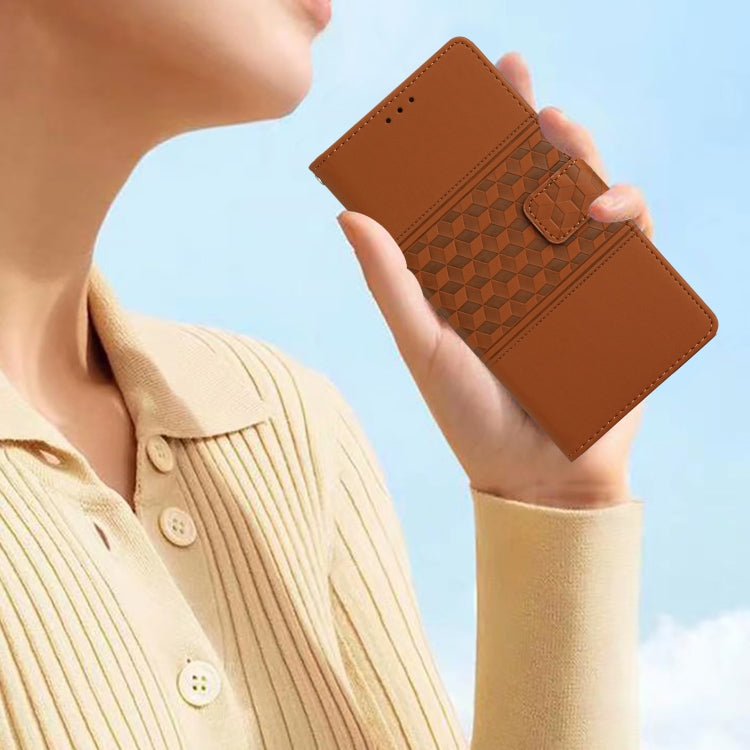 For Samsung Galaxy S25+ 5G Diamond Embossed Skin Feel Leather Phone Case(Brown) - Galaxy S25+ 5G Cases by PMC Jewellery | Online Shopping South Africa | PMC Jewellery | Buy Now Pay Later Mobicred