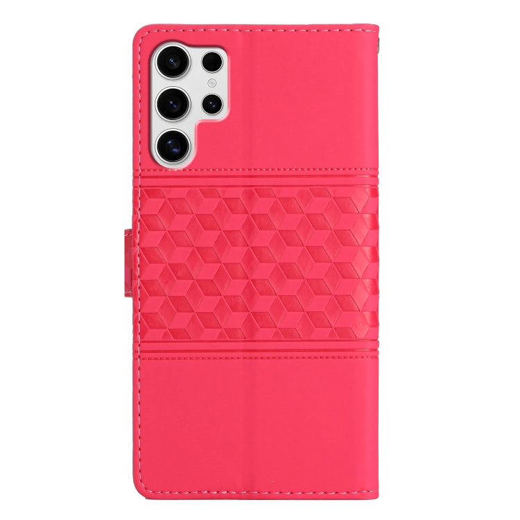 For Samsung Galaxy S25 Ultra 5G Diamond Embossed Skin Feel Leather Phone Case(Red) - Galaxy S25 Ultra 5G Cases by PMC Jewellery | Online Shopping South Africa | PMC Jewellery | Buy Now Pay Later Mobicred