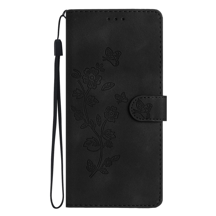 For Samsung Galaxy S25 5G Flower Butterfly Embossing Pattern Leather Phone Case(Black) - free shipping - PMC Jewellery - Order now!