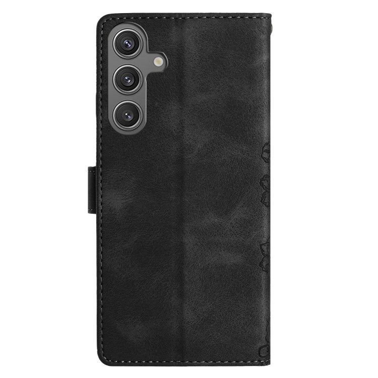 For Samsung Galaxy S25 5G Cherry Blossom Butterfly Skin Feel Embossed PU Phone Case(Black) - Galaxy S25 5G Cases by PMC Jewellery | Online Shopping South Africa | PMC Jewellery | Buy Now Pay Later Mobicred