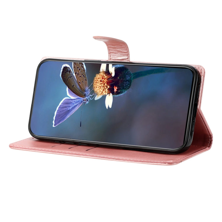 For Samsung Galaxy S25+ 5G Cherry Blossom Butterfly Skin Feel Embossed PU Phone Case(Rose Gold) - Galaxy S25+ 5G Cases by PMC TechLife | Online Shopping South Africa | PMC TechLife | Buy Now Pay Later Mobicred