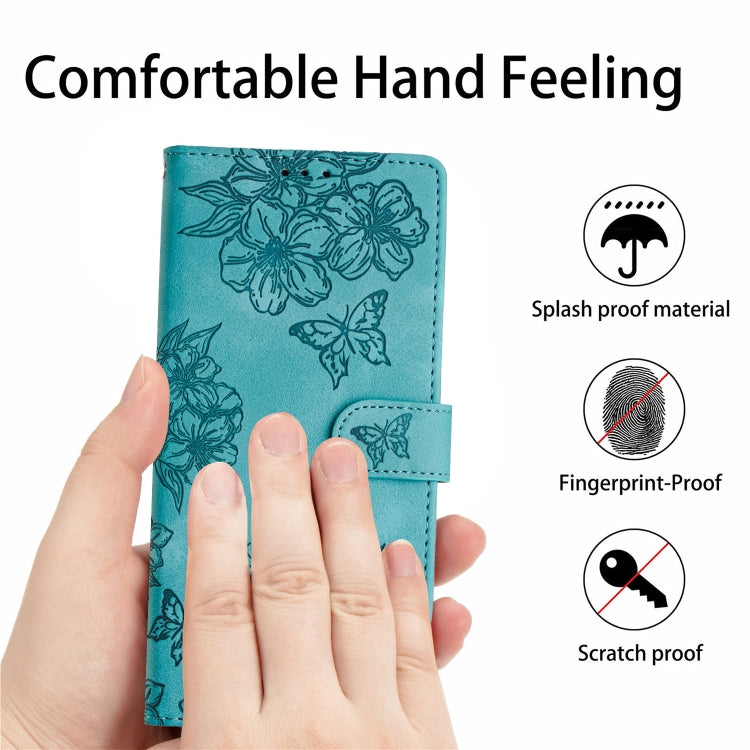 For Samsung Galaxy S25 Ultra 5G Cherry Blossom Butterfly Skin Feel Embossed PU Phone Case(Green) - free shipping - PMC TechLife - Order now!