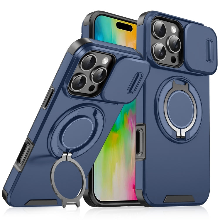 For iPhone 16 Pro Max Sliding Camshield Ring Holder Phone Case(Blue) - iPhone 16 Pro Max Cases by PMC TechLife | Online Shopping South Africa | PMC TechLife | Buy Now Pay Later Mobicred