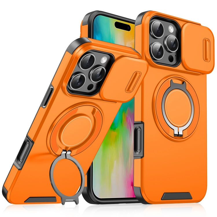 For iPhone 16 Pro Sliding Camshield Ring Holder Phone Case(Orange) - iPhone 16 Pro Cases by PMC TechLife | Online Shopping South Africa | PMC TechLife | Buy Now Pay Later Mobicred