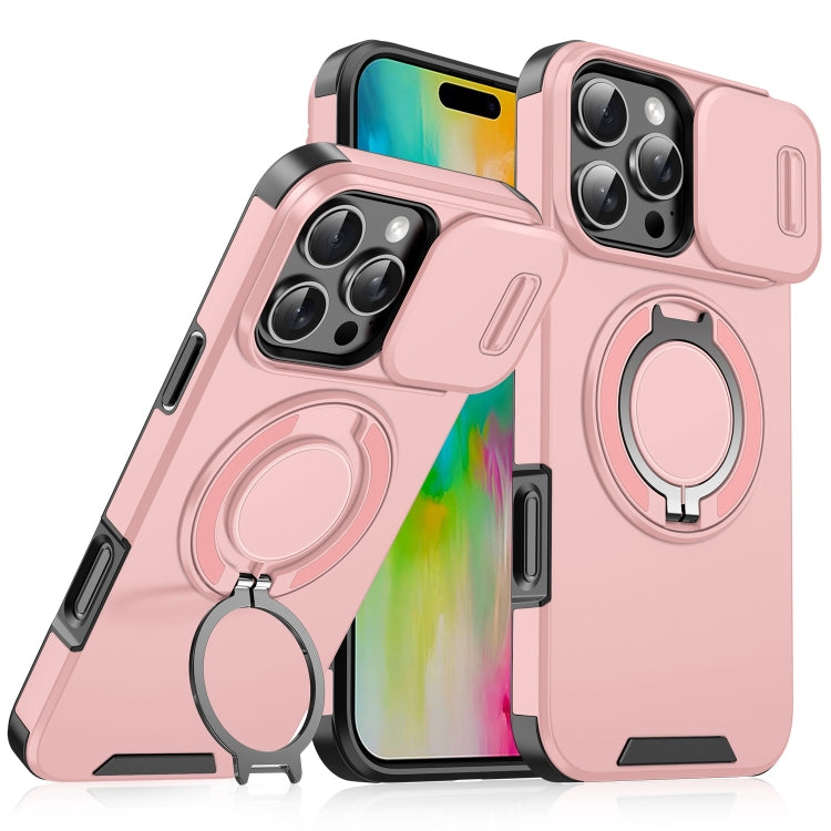 For iPhone 16 Pro Sliding Camshield Ring Holder Phone Case(Pink) - iPhone 16 Pro Cases by PMC TechLife | Online Shopping South Africa | PMC TechLife | Buy Now Pay Later Mobicred