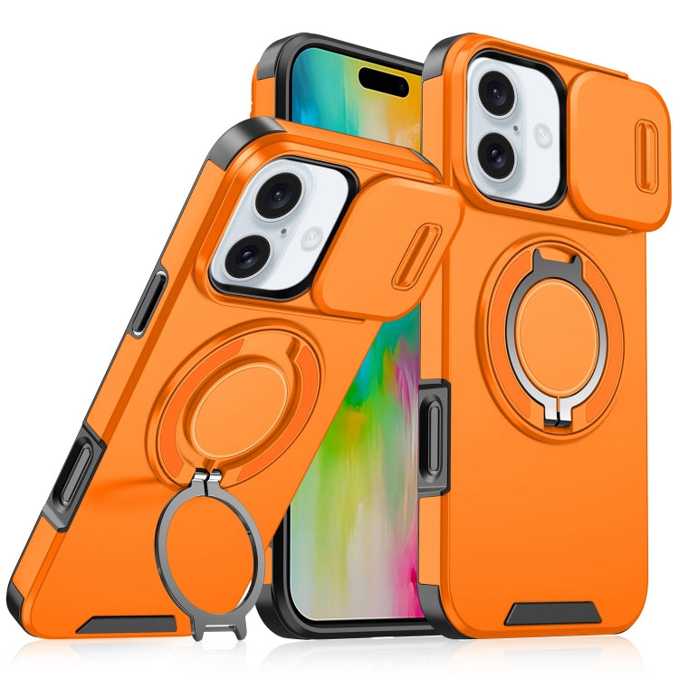 For iPhone 16 Plus Sliding Camshield Ring Holder Phone Case(Orange) - iPhone 16 Plus Cases by PMC TechLife | Online Shopping South Africa | PMC TechLife | Buy Now Pay Later Mobicred