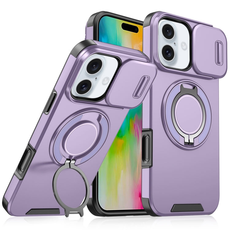 For iPhone 16 Sliding Camshield Ring Holder Phone Case(Purple) - iPhone 16 Cases by PMC TechLife | Online Shopping South Africa | PMC TechLife | Buy Now Pay Later Mobicred