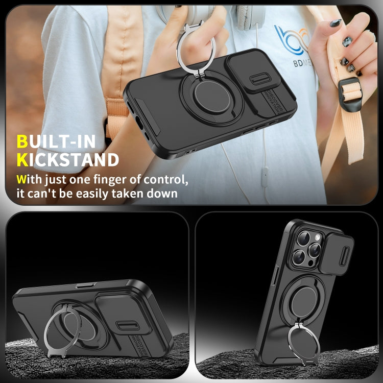For iPhone 16 Pro Sliding Camshield Ring Holder Phone Case(Black) - iPhone 16 Pro Cases by PMC TechLife | Online Shopping South Africa | PMC TechLife | Buy Now Pay Later Mobicred