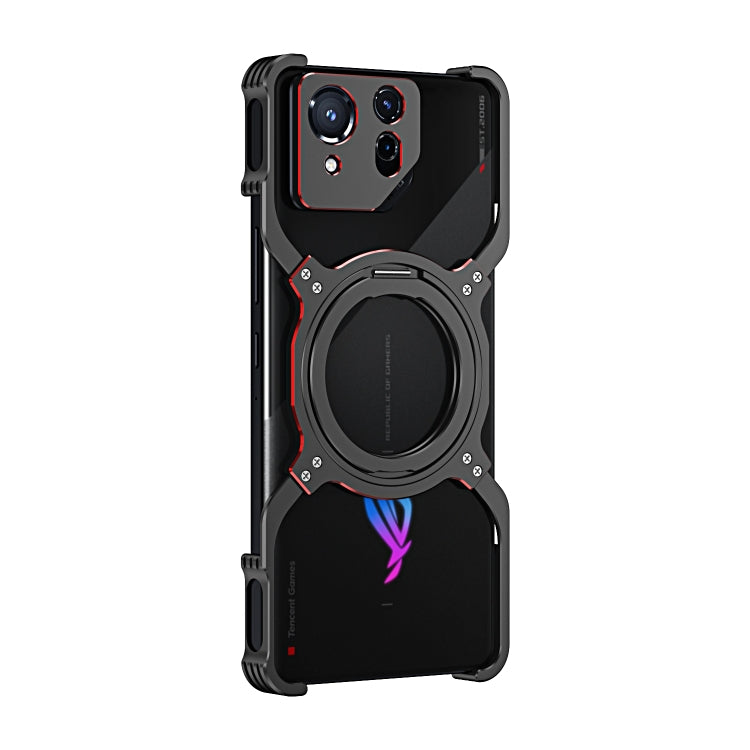 For Asus ROG Phone 8 / 8 Pro Mechanical Arm Borderless MagSafe Holder Metal Phone Case(Black Red) - ASUS Cases by PMC TechLife | Online Shopping South Africa | PMC TechLife | Buy Now Pay Later Mobicred