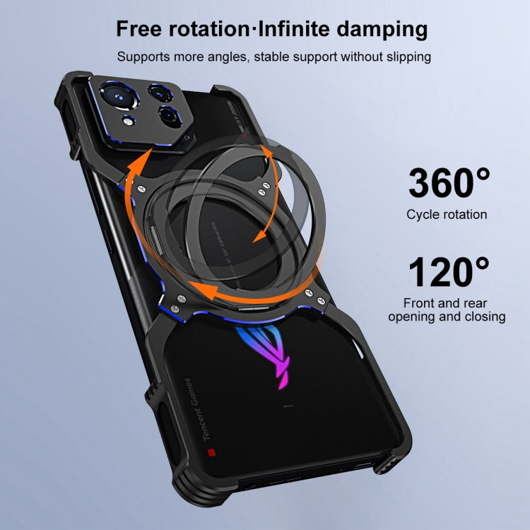 For Asus ROG Phone 8 / 8 Pro Mechanical Arm Borderless MagSafe Holder Metal Phone Case(Black Blue) - free shipping - PMC TechLife - Order now!