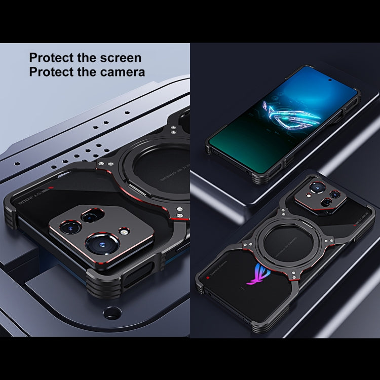 For Asus ROG Phone 8 / 8 Pro Mechanical Arm Borderless MagSafe Holder Metal Phone Case(Black Silver) - ASUS Cases by PMC TechLife | Online Shopping South Africa | PMC TechLife | Buy Now Pay Later Mobicred