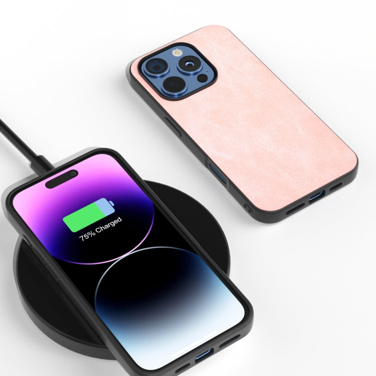 For iPhone 16 Pro Max Black Frame PU Leather Full Coverage Phone Case(Pink) - free shipping - PMC TechLife - Order now!