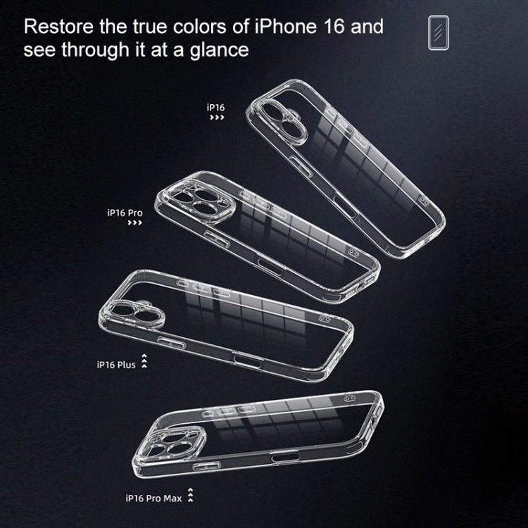 For iPhone 16 Four Corner Airbag Transparent Glass Phone Case - iPhone 16 Cases by PMC TechLife | Online Shopping South Africa | PMC TechLife | Buy Now Pay Later Mobicred