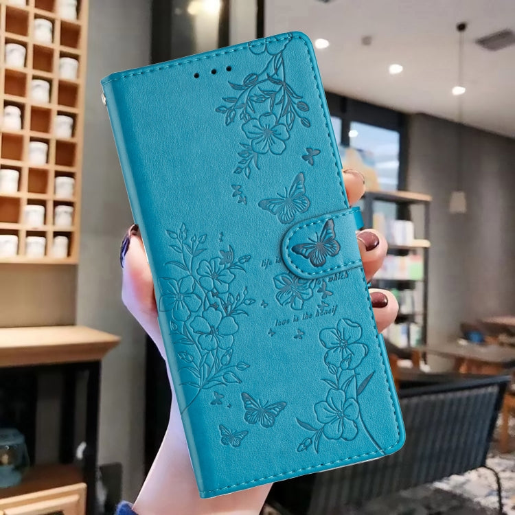 For Blackview A55 Pro Butterflies and Flowers Leather Phone Case(Blue) - More Brand by PMC TechLife | Online Shopping South Africa | PMC TechLife | Buy Now Pay Later Mobicred