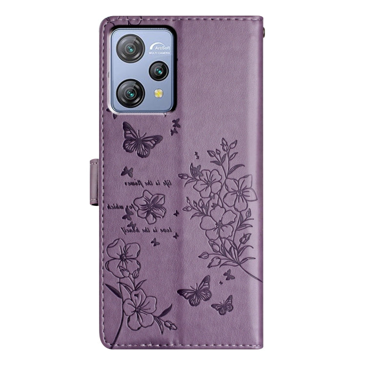 For Blackview A53 / A53 Pro Butterflies and Flowers Leather Phone Case(Purple) - More Brand by PMC TechLife | Online Shopping South Africa | PMC TechLife | Buy Now Pay Later Mobicred