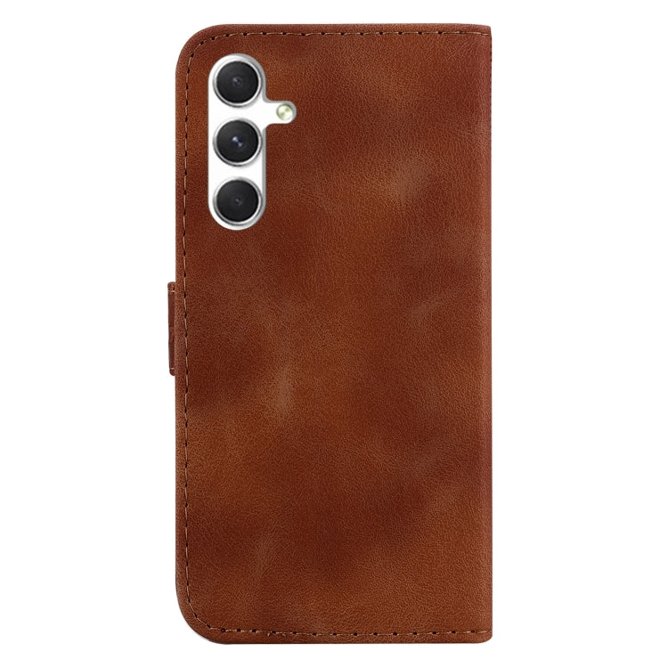 For Samsung Galaxy S25+ 5G Seven-shaped Embossed Leather Phone Case(Brown) - Galaxy S25+ 5G Cases by PMC Jewellery | Online Shopping South Africa | PMC Jewellery | Buy Now Pay Later Mobicred