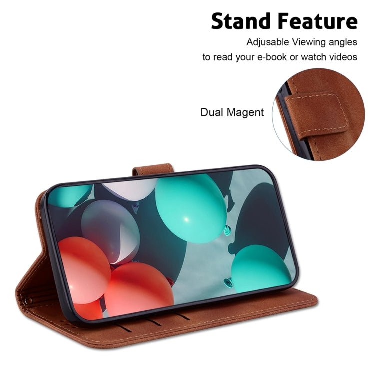 For Samsung Galaxy S25+ 5G Seven-shaped Embossed Leather Phone Case(Brown) - Galaxy S25+ 5G Cases by PMC Jewellery | Online Shopping South Africa | PMC Jewellery | Buy Now Pay Later Mobicred