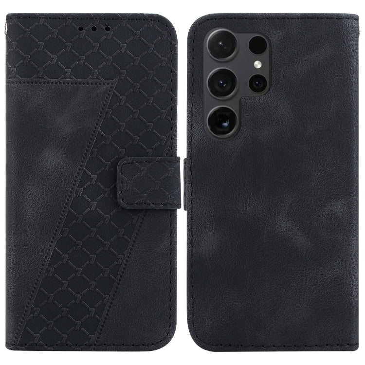 For Samsung Galaxy S25 Ultra 5G Seven-shaped Embossed Leather Phone Case(Black) - free shipping - PMC Jewellery - Order now!