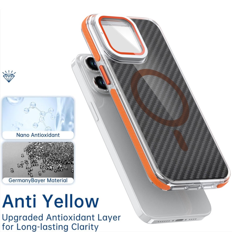 For iPhone 16 Pro Magsafe Dual-Color Carbon Fiber Lens Film Phone Case with Lens Fold Holder(Gray) - iPhone 16 Pro Cases by PMC TechLife | Online Shopping South Africa | PMC TechLife | Buy Now Pay Later Mobicred